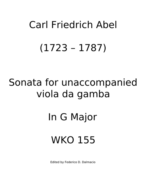 Viola da Gamba Sonata in G major, WK 155 - Carl Friedrich Abel