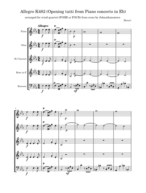 Allegro (opening tutti) from Piano Concerto No.22 in E-flat major, K.482 – Wolfgang Amadeus Mozart