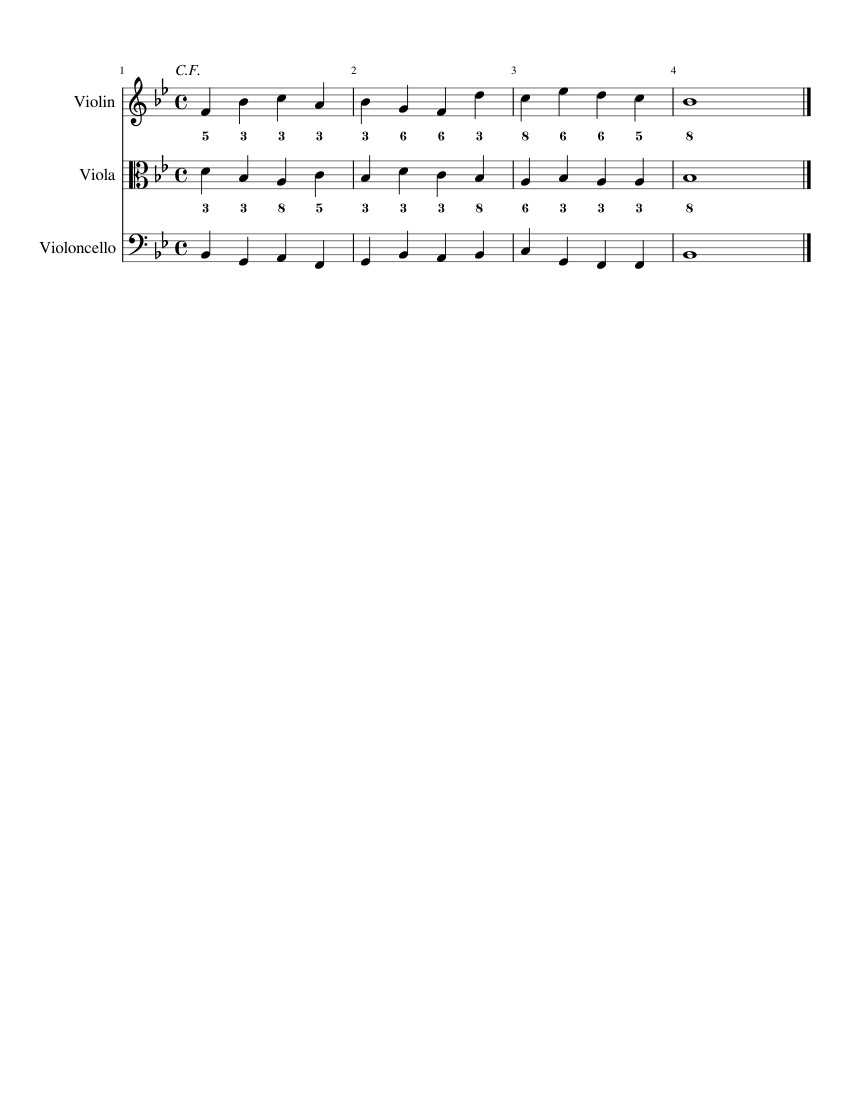 3 part counterpart practice Sheet Music for Violin, Viola, Cello ...