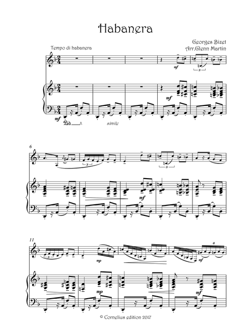 Bizet Carmen. Habanera "L'amour est un oiseau rebelle" arranged for Alto Saxophone & Piano (Arr. Glenn Martin) - Branford Marsalis (Alto Sax and Piano)