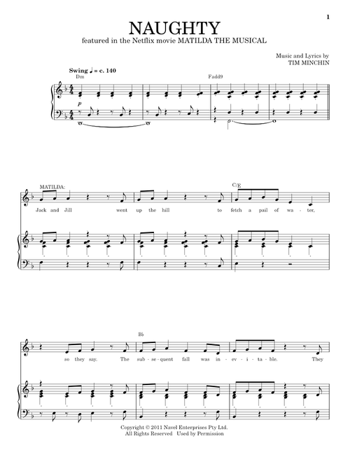 Naughty (from the Netflix movie Matilda The Musical) - Tim Minchin (Piano Vocal)