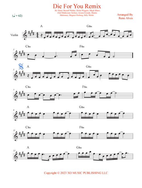 Die For You Remix (Arr. Rene Alves) - The Weeknd With Ariana Grande (Violin Solo)