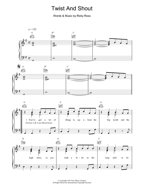 Twist And Shout - Deacon Blue (Piano-Vocal-Guitar (Piano Accompaniment))