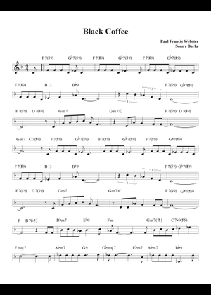 Black Coffee Sheet Music with Chords for Guitar (Solo)