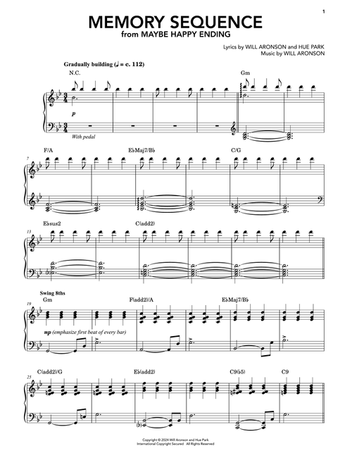 Memory Sequence (from Maybe Happy Ending) - Hue Park & Will Aronson, Hue Park, Will Aronson (Piano Vocal)