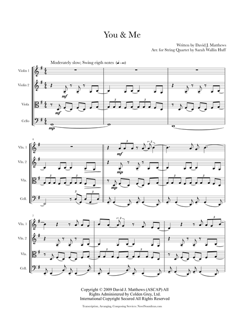 You & Me (Arr. Sarah Wallin Huff) - Dave Matthews Band (String Quartet)