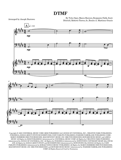 Dtmf (Arr. Joseph Burrows) - Bad Bunny (String Ensemble)