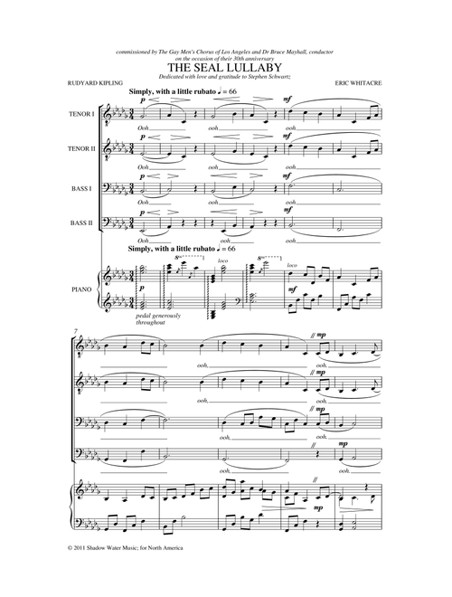 The Seal Lullaby - Eric Whitacre (Choral, TTBB)