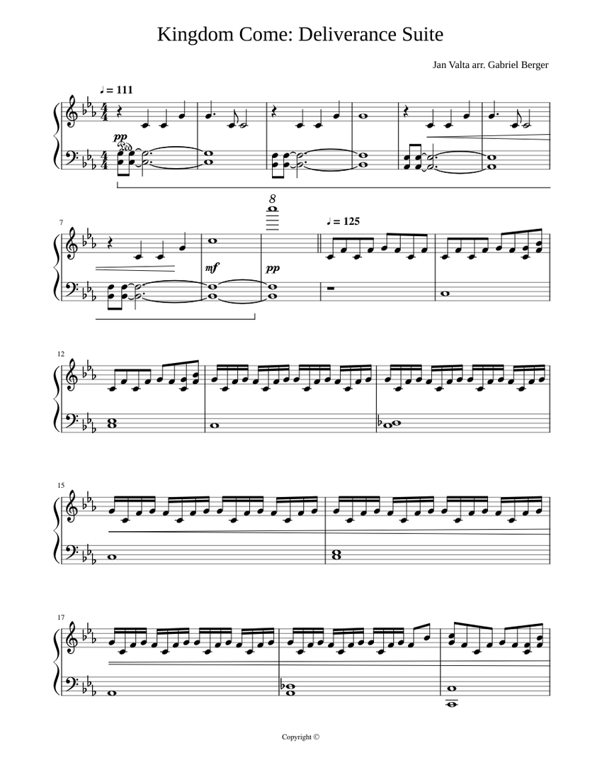 Kingdom Come: Deliverance Piano Arrangement Sheet Music for Piano