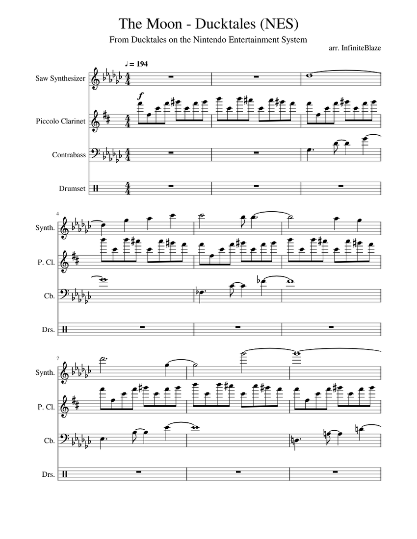 DuckTales | The Moon Theme Sheet Music for Contrabass, Drum group ...