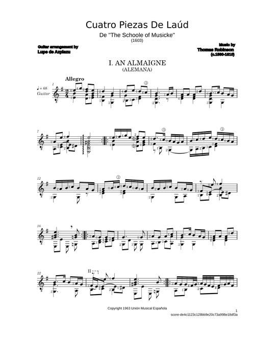 Cuatro Piezas De Laud – Thomas Robinson