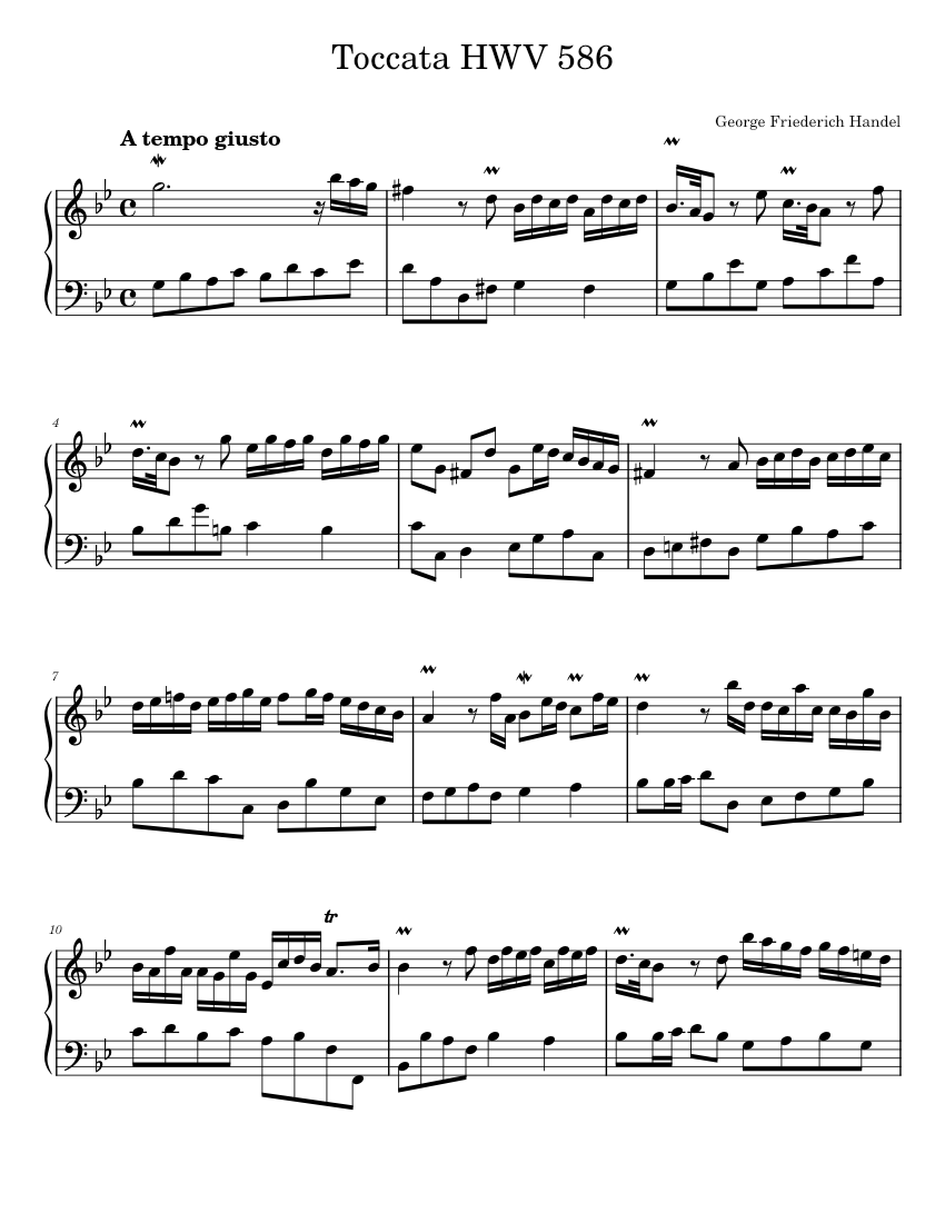 Toccata HWV 586 - Handel Sheet Music for Piano (Solo) | MuseScore.com