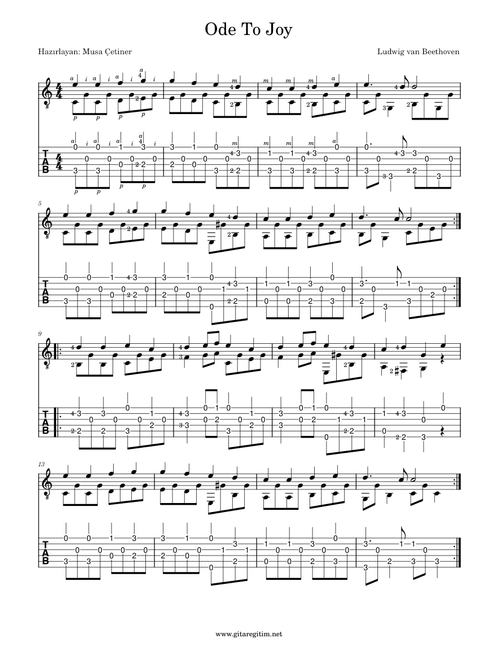 Ode To Joy - Klasik Gitar