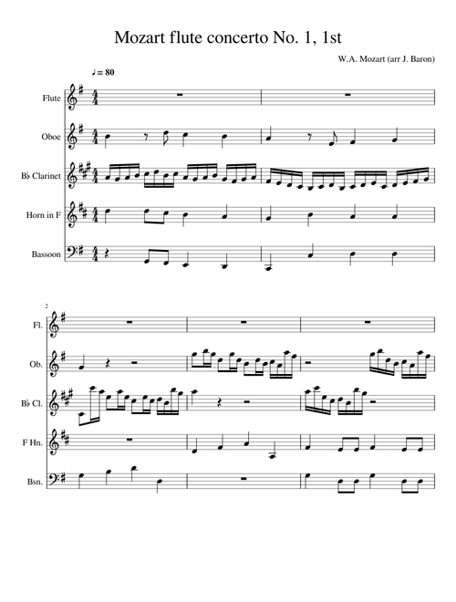 Mozart flute concerto No. 1, 1st