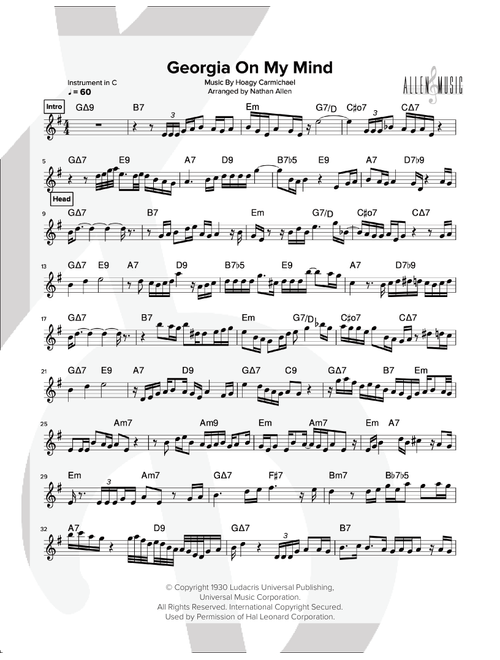 Georgia On My Mind (Arr. Nathan Allen) - Ray Charles (Small Ensemble)