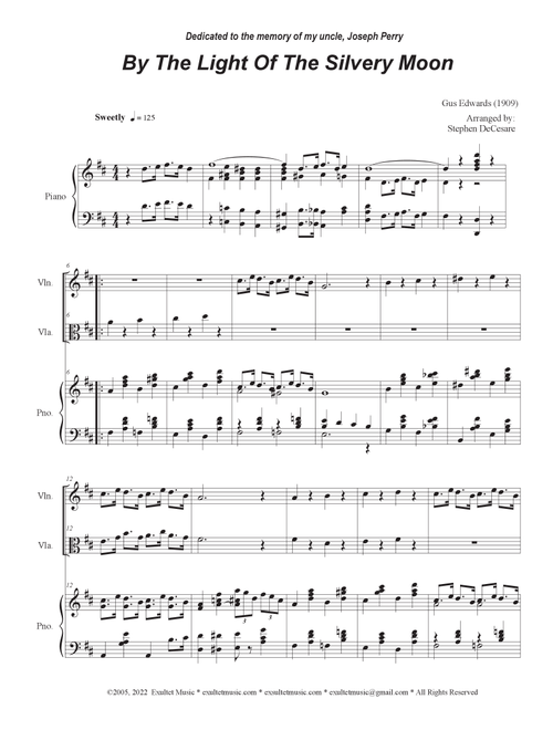 By The Light Of The Silvery Moon (Duet for Violin and Viola) (Arr. Stephen DeCesare) (Instrumental Duet and Piano)