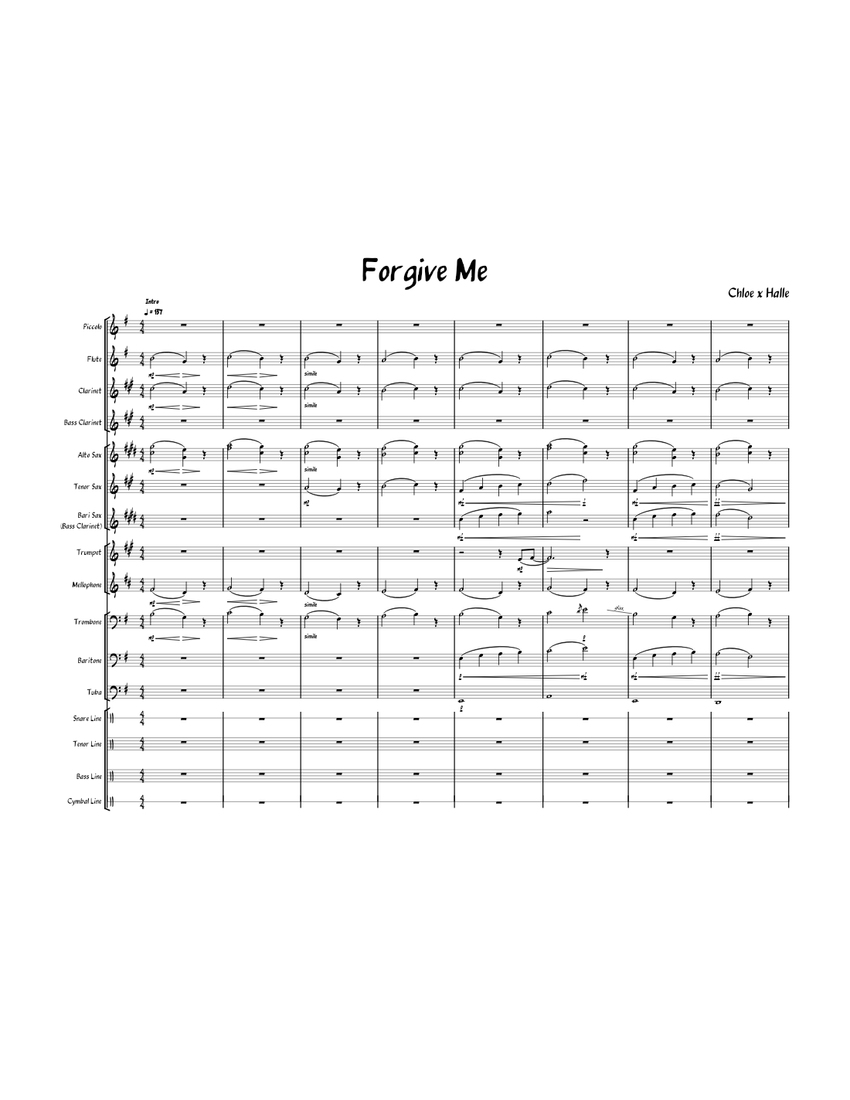 Forgive Me [Chloe x Halle] Sheet Music for Trombone, Tuba, Mellophone ...