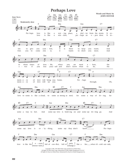 Perhaps Love (from The Daily Ukulele) (Arr. Jim Beloff) - John Denver and Placido Domingo (Baritone Ukulele)