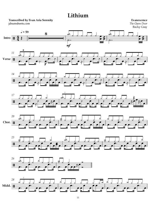 Lithium (Arr. Evan Aria Serenity) - Evanescence (Drums)