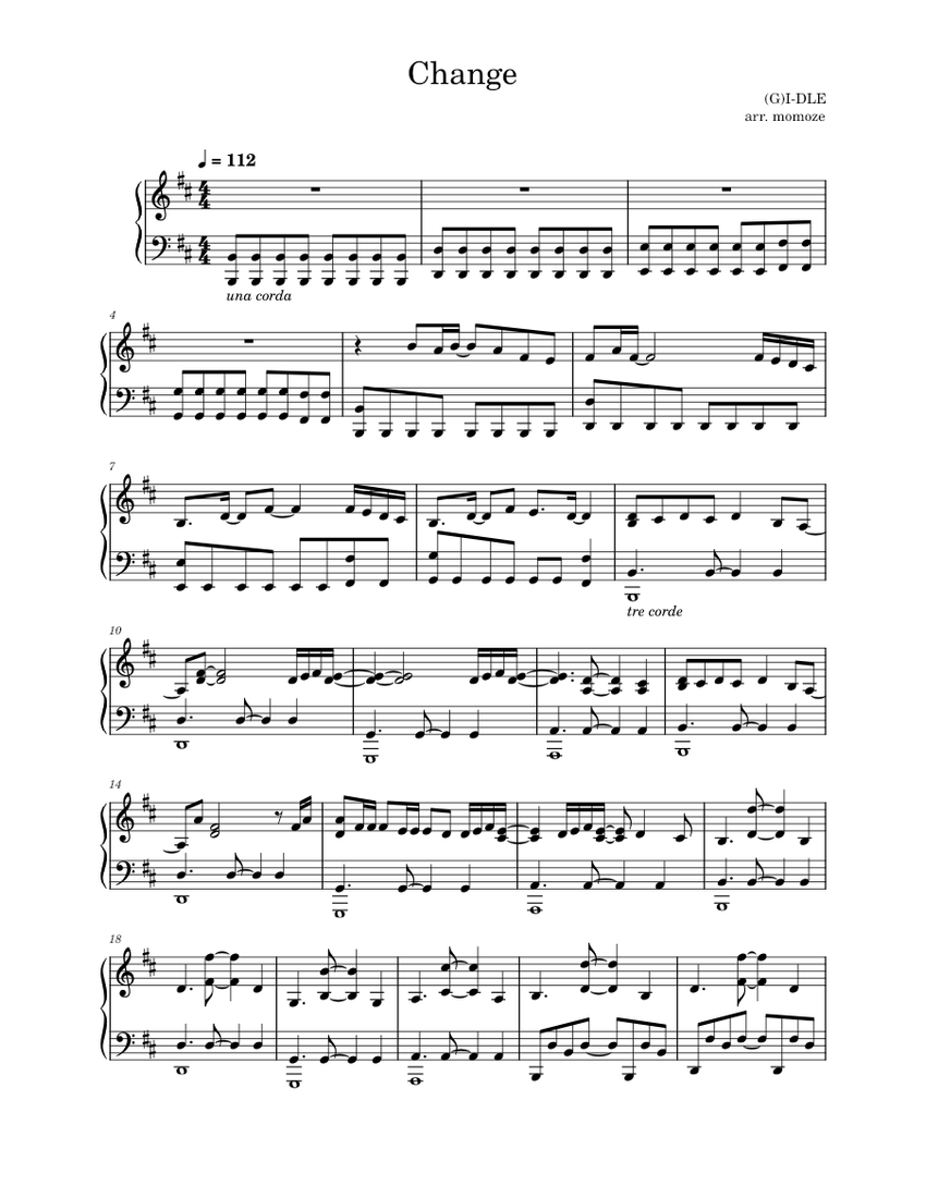 Change g i dle sheet music for piano solo musescore