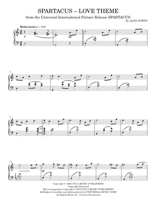 Spartacus - Love Theme - Alex North and Hy Zaret (Piano Solo)