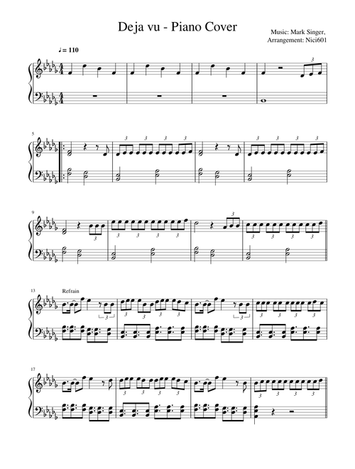 Deja vu Piano Cover