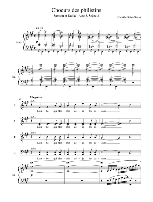 Saint-Saens, Samson et Dalila: Choeur des Philistins