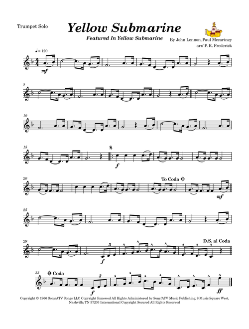 Yellow Submarine (Arr. P. R. Frederick) - The Beatles (Trumpet Solo)
