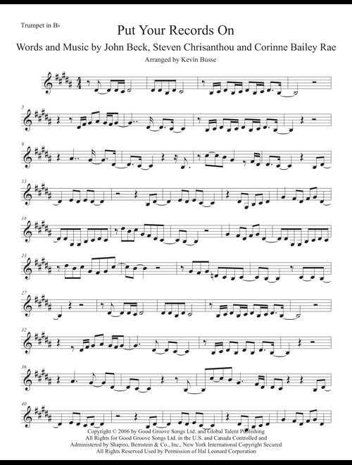 Put Your Records On (Arr. Kevin Busse) - Corinne Bailey Rae (Trumpet Solo)