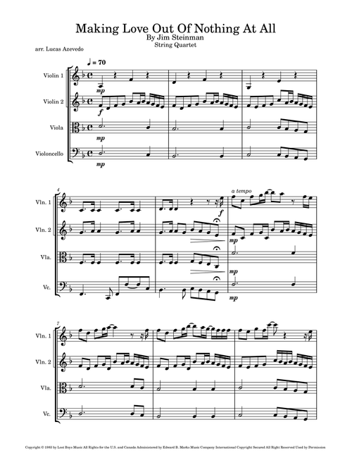 Making Love Out Of Nothing At All (Arr. Lucas Az) - Air Supply (String Quartet)