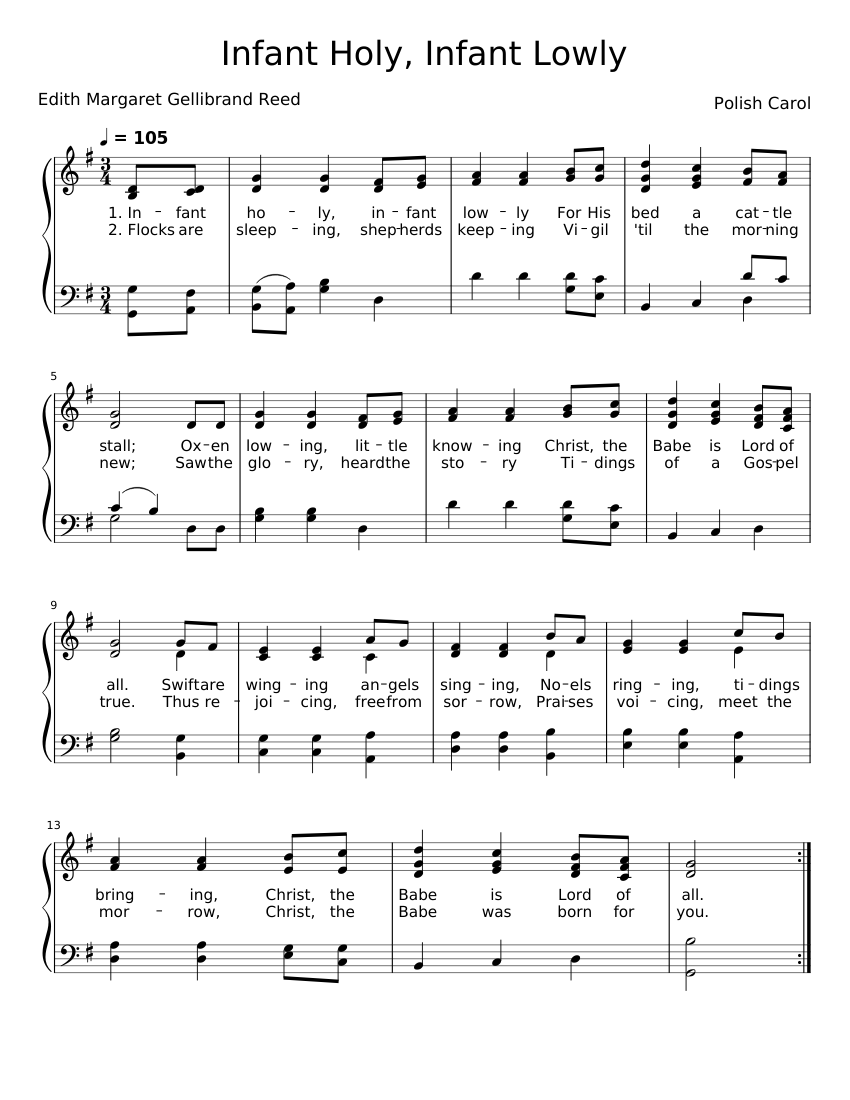 Infant Holy, Infant Lowly Sheet music for Piano (Solo)