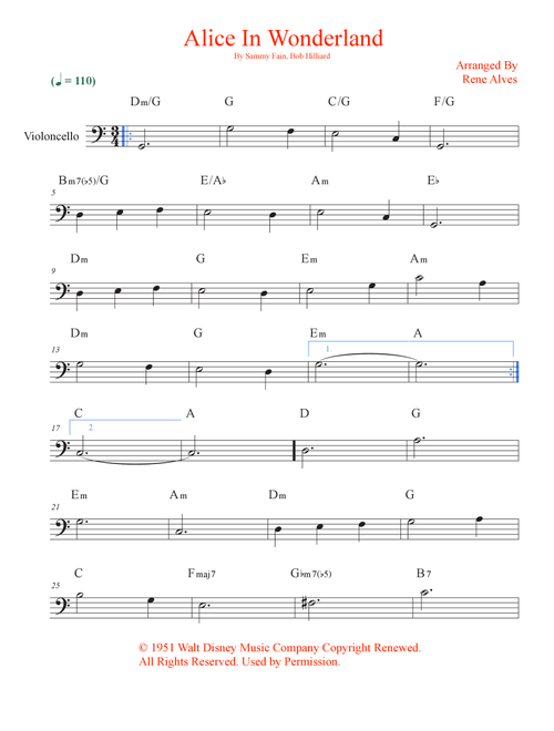 Alice In Wonderland (Arr. Rene Alves) - Bill Evans (Cello Solo)