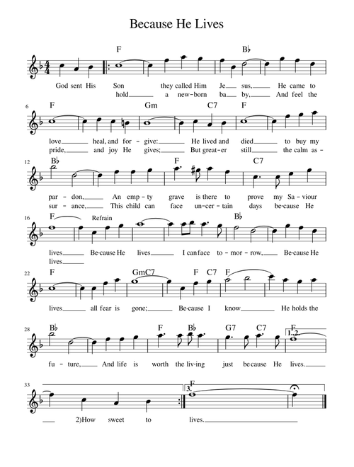 Because He Lives in F major 1