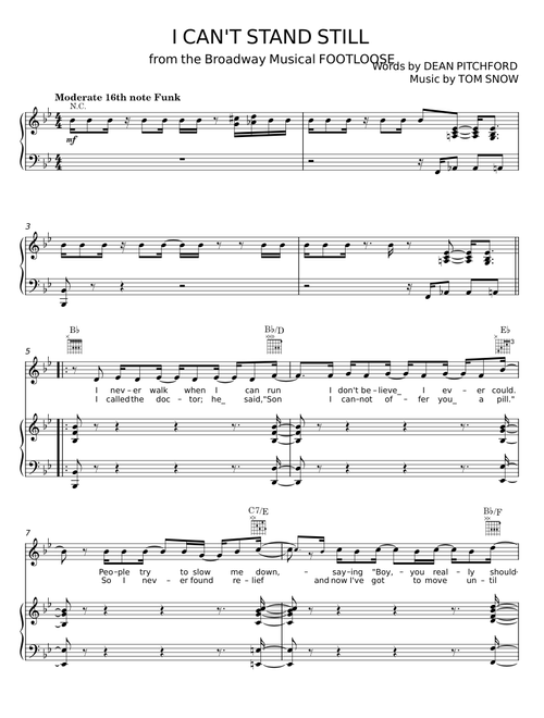 I Can't Stand Still - Dean Pitchford, Footloose Musical, Tom Snow