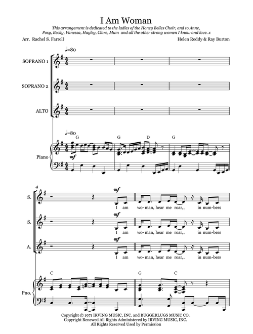 I Am Woman (Arr. Rachel S. Farrell) - Helen Reddy (Choral, SSA)