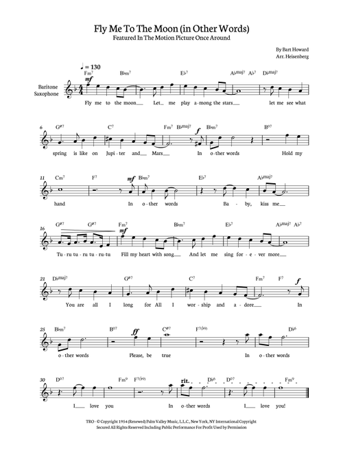 Fly Me To The Moon (in Other Words) (Arr. Heisenberg) - Tony Bennett (Baritone Sax Solo)