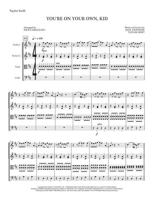 You're On Your Own, Kid (Arr. Nick Carligeanu) - Taylor Swift (String Quartet)