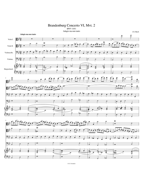 Brandenburg Concerto 6, Mvt. 2: Adagio ma non tanto (BWV 1051, Mvt. 2)