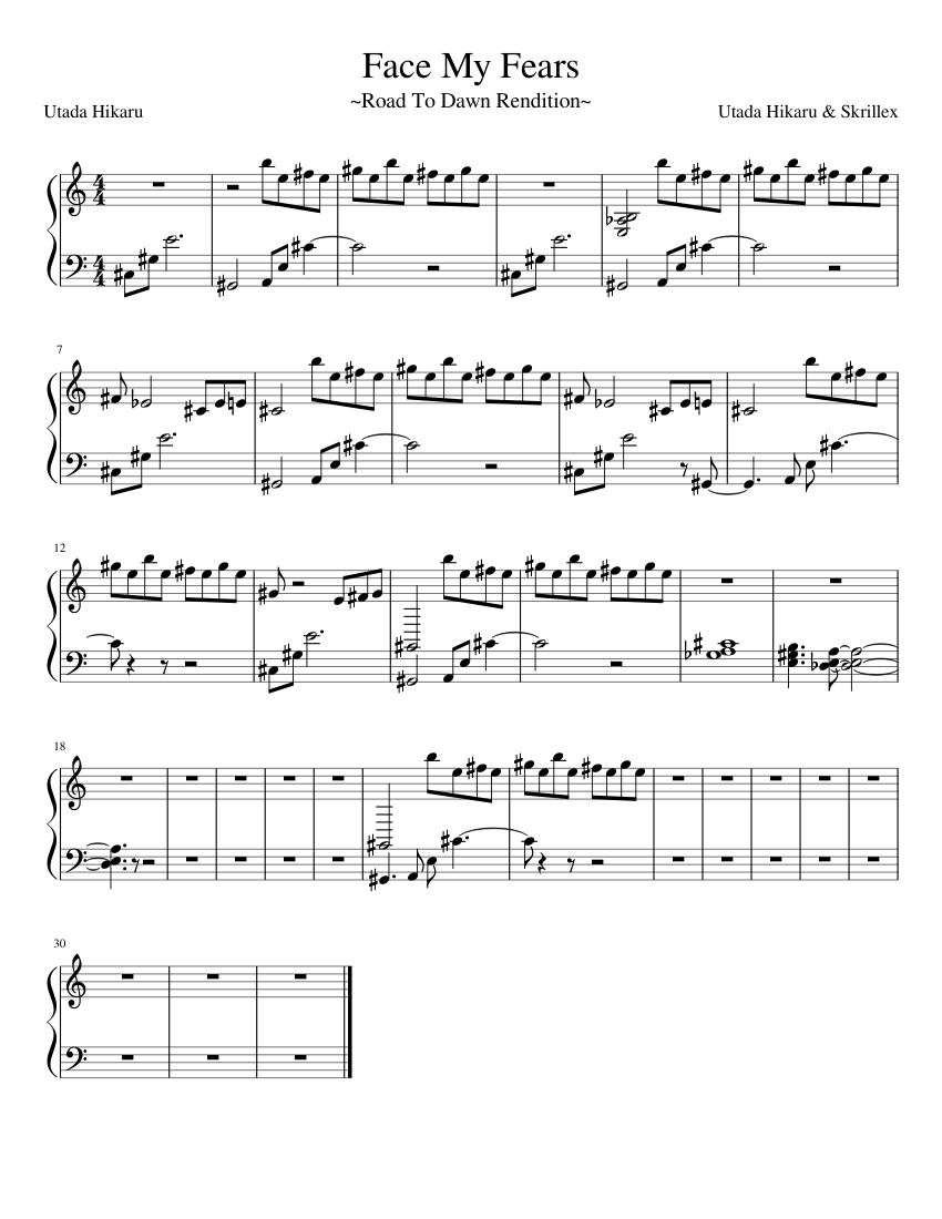 Face My Fears Sheet Music for Piano (Solo) Easy | MuseScore.com Face My Fears Sheet Music for Piano (Solo) Easy | MuseScore.com