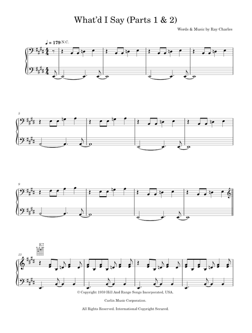 What'd I Say - Ray Charles (Piano-Vocal-Guitar (Piano Accompaniment))