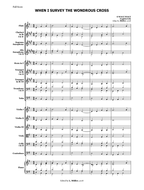 When I Survey The Wondrous Cross - for Beginner Orchestra. (Arr. L. Müller) - English Folk (Large Ensemble)