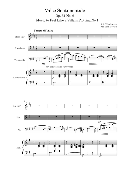 Valse Sentimentale, Op. 51, No. 6 – Pyotr Ilyich Tchaikovsky