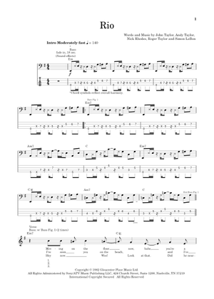 Rio - Duran Duran Sheet Music and Tab with Chords for