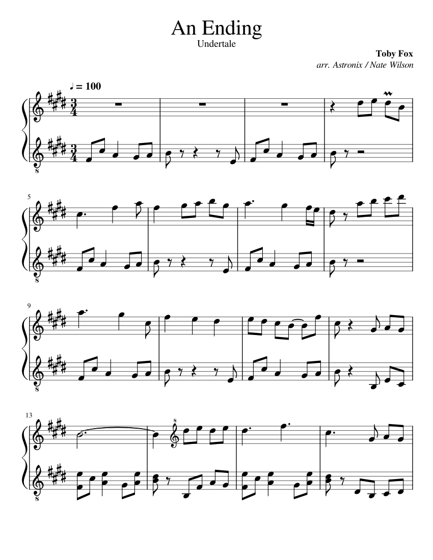 Undertale (UNDERTALE Complete Piano Sheet Music) Sheet Music