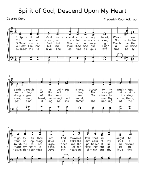 Spirit of God, Descend Upon My Heart
