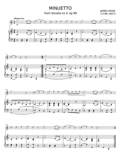 Minuetto, op 37, lesson 2 - James Hook