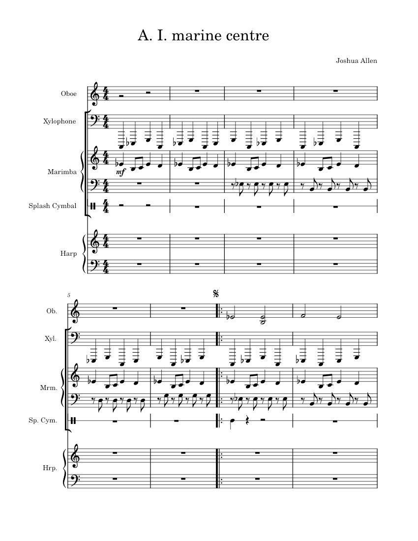 A._I._marine_centre Sheet music for Oboe, Marimba, Xylophone, Harp