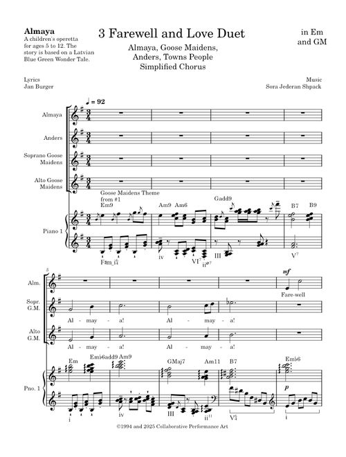 3 Farewell and Love Duet – in Em & G
