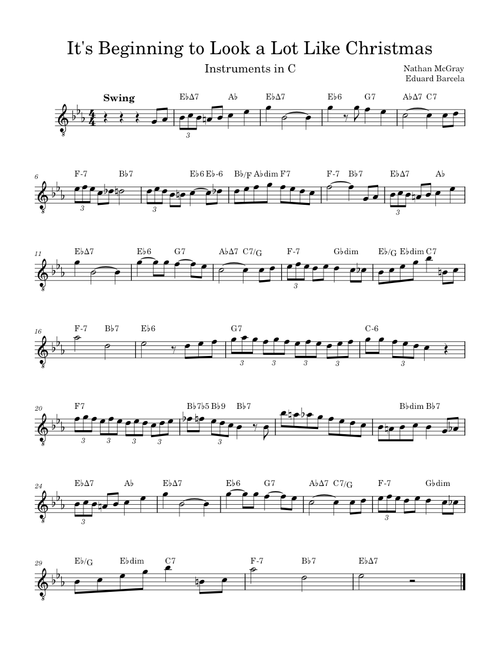 its begining to look a lot like christmas c instruments