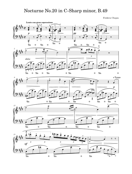 Chopin - Nocturne No.20 (with fingering) in C# Minor, Op. posth.
